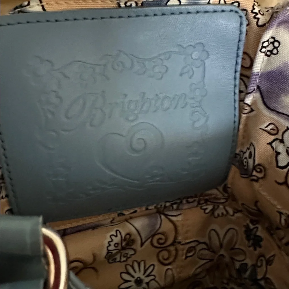 Brighton wheat woven purse with blue leather trim Women's Handbag - Picture 7 of 9